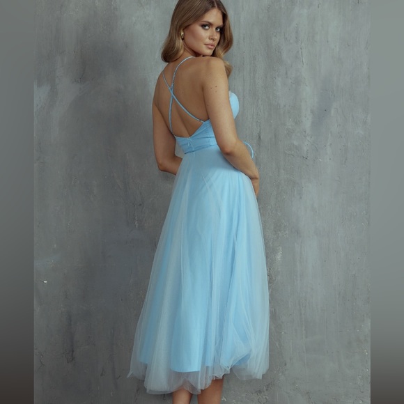 Blue chiffon corset dress - Picture 3 of 4